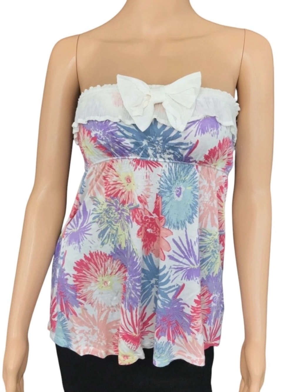 Forever New Floral Print Strapless Top